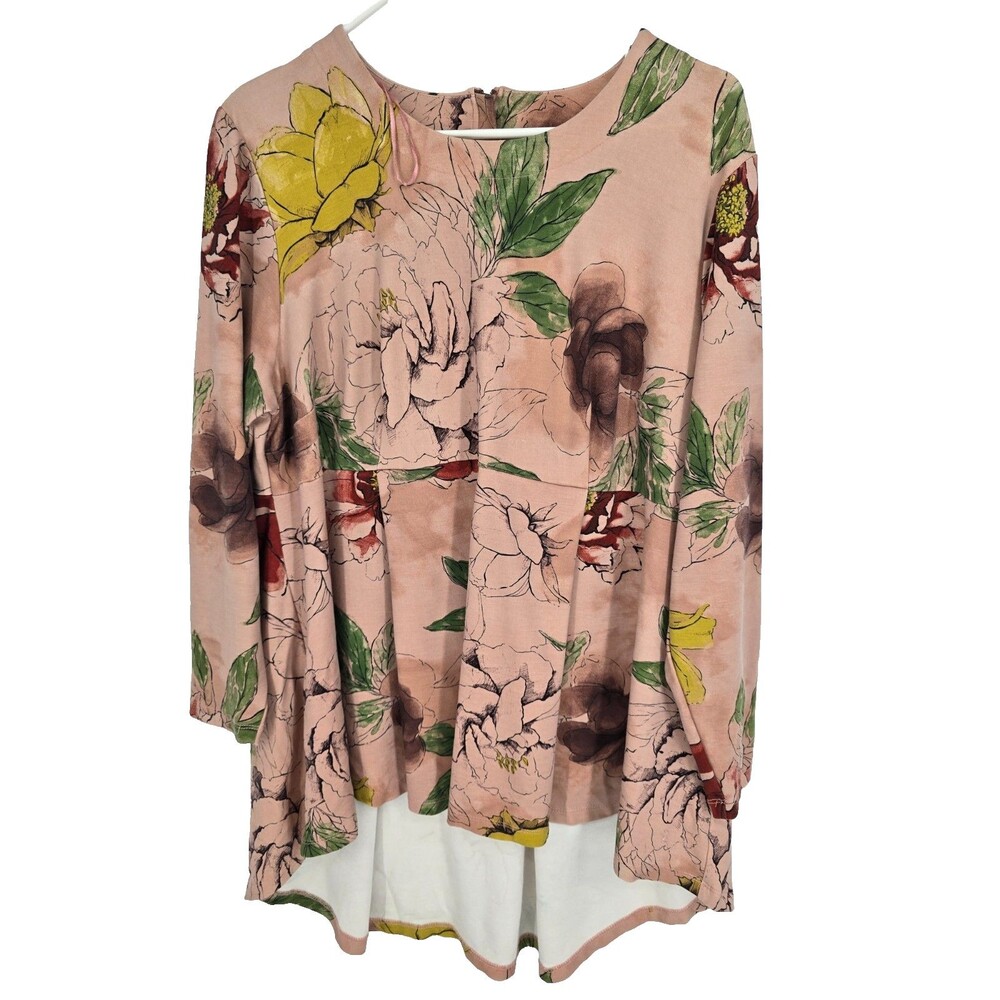 MELISSA MCCARTHY SEVEN7 Size 1X Womens Top Peplum Floral Blouse